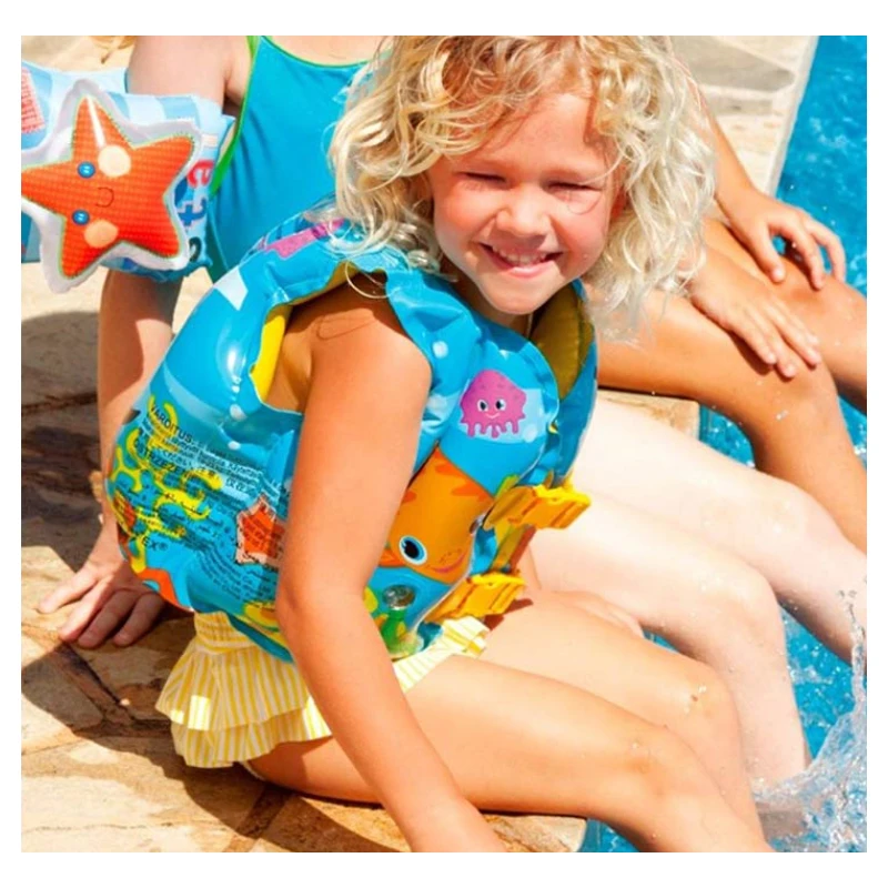 para ninos de 3 a 5 anos de edad lindo chaleco de dibujos animados forma natacion flotante ninos seguridad inflable natacion accesorios asistente a005