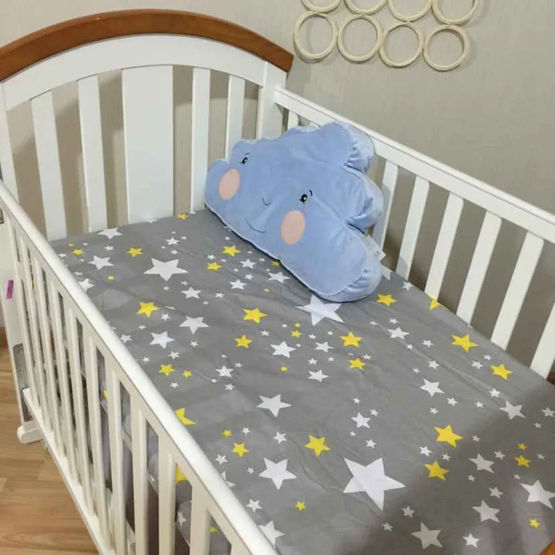 Хлопковая простыня для кроватки, мягкий дышащий матрас для детской кровати, чехол для кровати, постельные принадлежности для новорожденных, размер 130*70 см