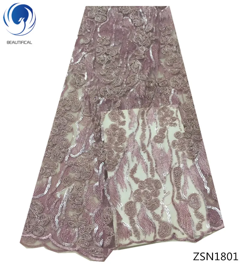 

BEAUTIFICAL free shipping african french lace fabric with sequins 2018 french tull lace fabrics for women dress 5yards/lot ZSN18
