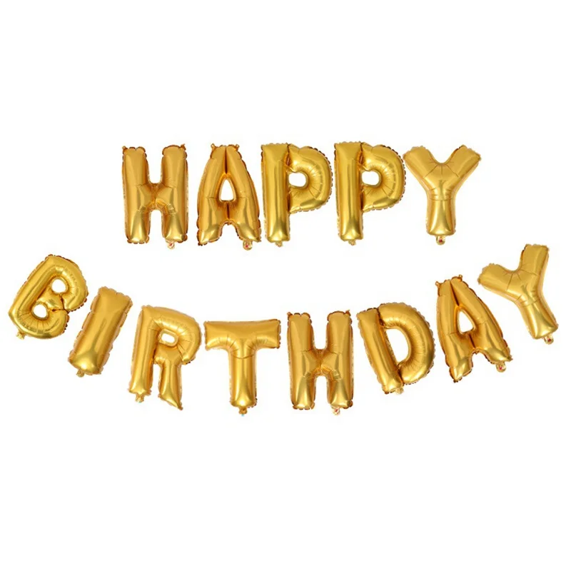 01 gold 16 дюймов буквы фольгированные шары «С Днем Рождения» Happy День рождения украшения дети Алфавит надуваемые воздухом воздушные шары вечерние поставки - Цвет: 01 gold