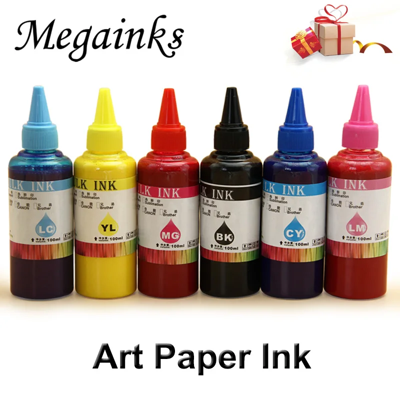 6 шт. 100 мл АРТ Бумага пигментные чернила для всех Марка планшет струйный принтер для Mimaki для Mutoh для Roland DX4 DX5 DX6 DX7 печатающая головка