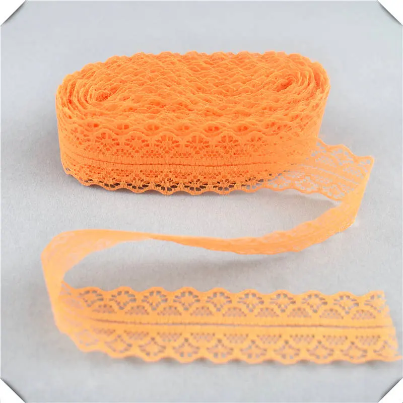 10 ярдов африканская кружевная ткань Белое кружево, лента, тесьма ширина 28 мм DIY французская кружевная ткань вышитый сетчатый шнур для цветочных аксессуаров - Цвет: Orange