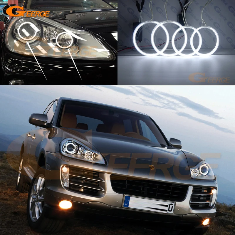 

For Porsche Cayenne 957 2007 2008 2009 Excellent Angel Eyes Ultra bright headlight illumination ccfl angel eyes kit Halo Ring