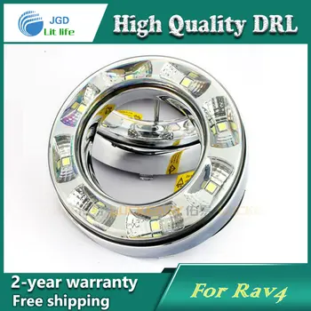 

Free shipping ! 12V 6000k LED DRL Daytime running light case for Toyota RAV4 2012 og lamp frame Fog light Car styling