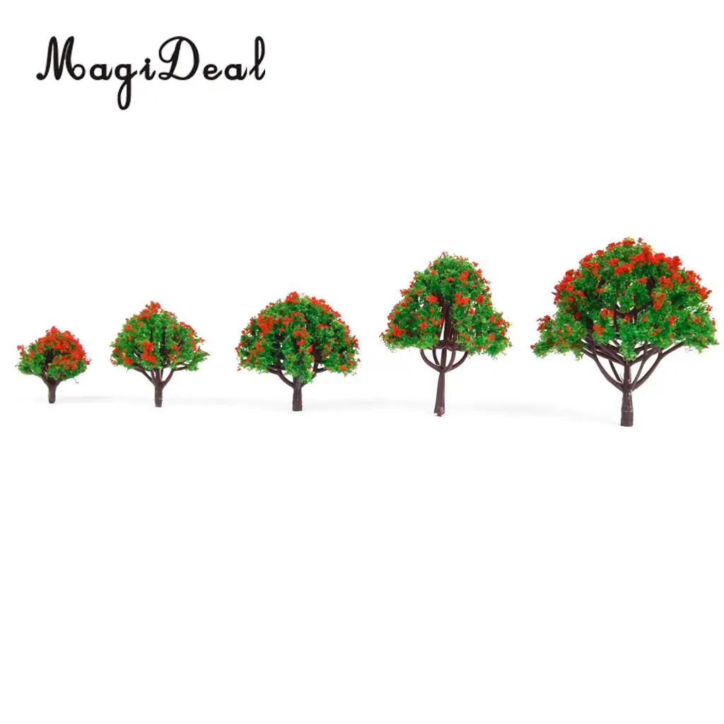 10Pcs/Lot Red Flower Trees Model Train Railroad Railway Street Architecture Scenery Landscape HO N Z Scale Toys for Children