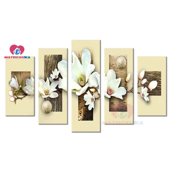 

Diamond Painting completely Cross Stitch kits 5 Panels Wall Art Still Life Flower Mosaic Modular Picture Diamond Embroidery sale
