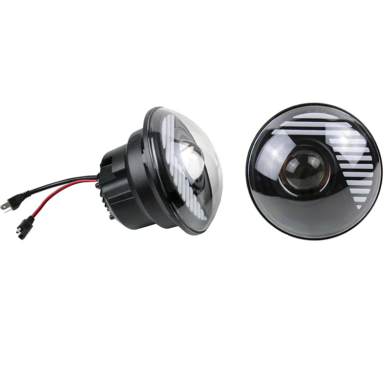 FADUIES 7 Inch LED Headlight H4 High Low Beam With Halo Angel Eyes For Lada 4x4 urban Niva Jeep JK Land rover defender Hummer  (3)