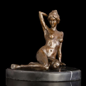 

Western Statues Art Nude Sexy Abdomen Bronze Sculpture Vintage Decor Household Figures Fashion Woman Naked