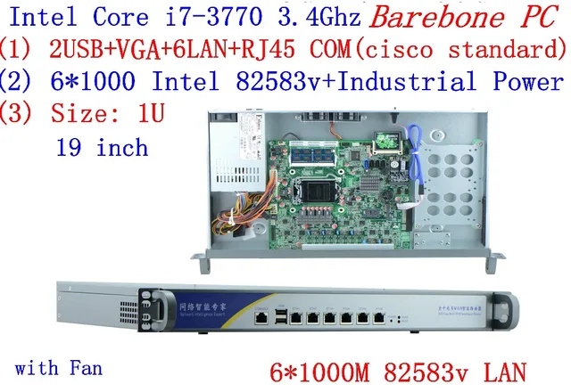 Special Offers 1U firewall server Barebone PC with 6*1000M 82583V Gigabit Intel CORE I7 3770 3.4G support ROS Mikrotik PFSense Panabit Wayos Special Offers 1U firewall server Barebone PC with 6*1000M 82583V Gigabit Intel CORE I7 3770 3.4G support ROS Mikrotik PFSense Panabit Wayos