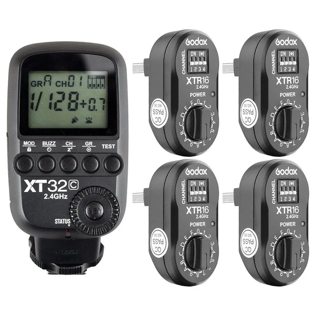 

Godox XT32C 2.4G 1/8000s Flash Trigger for Canon+ 4pcs XTR-16 for AD180 AD360II