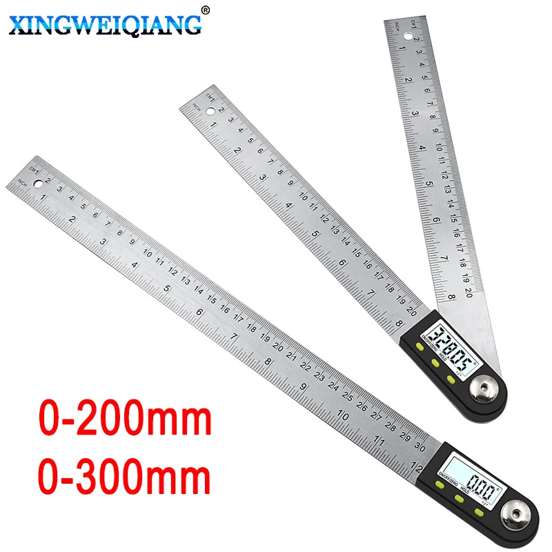 0-200mm 0-300mm Digital Angle Finder Meter 0-360 Degree Stainless Steel LCD Protractor Goniometer Ruler
