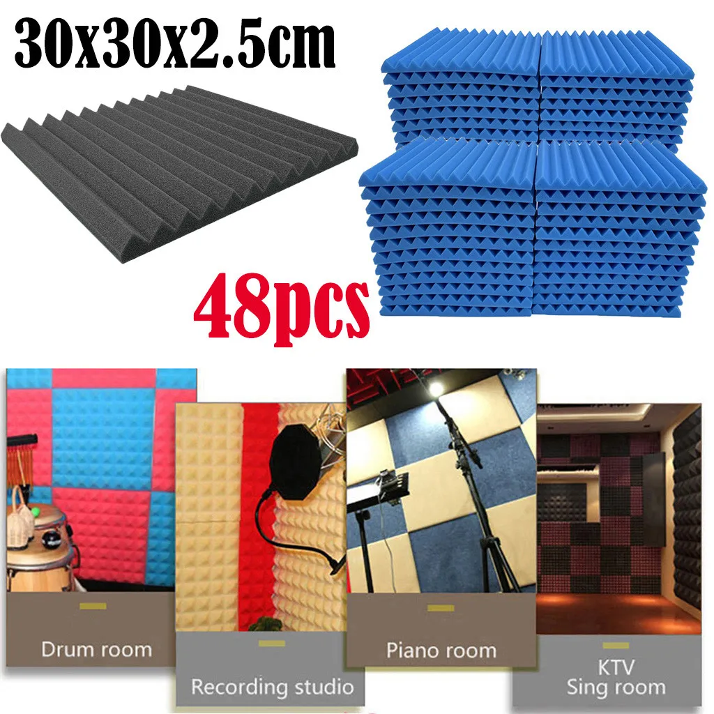 

48Pcs Acoustic Foam Panel Sound Stop Absorption Sponge Studio KTV tools tool sets herramientas decoration Accessories