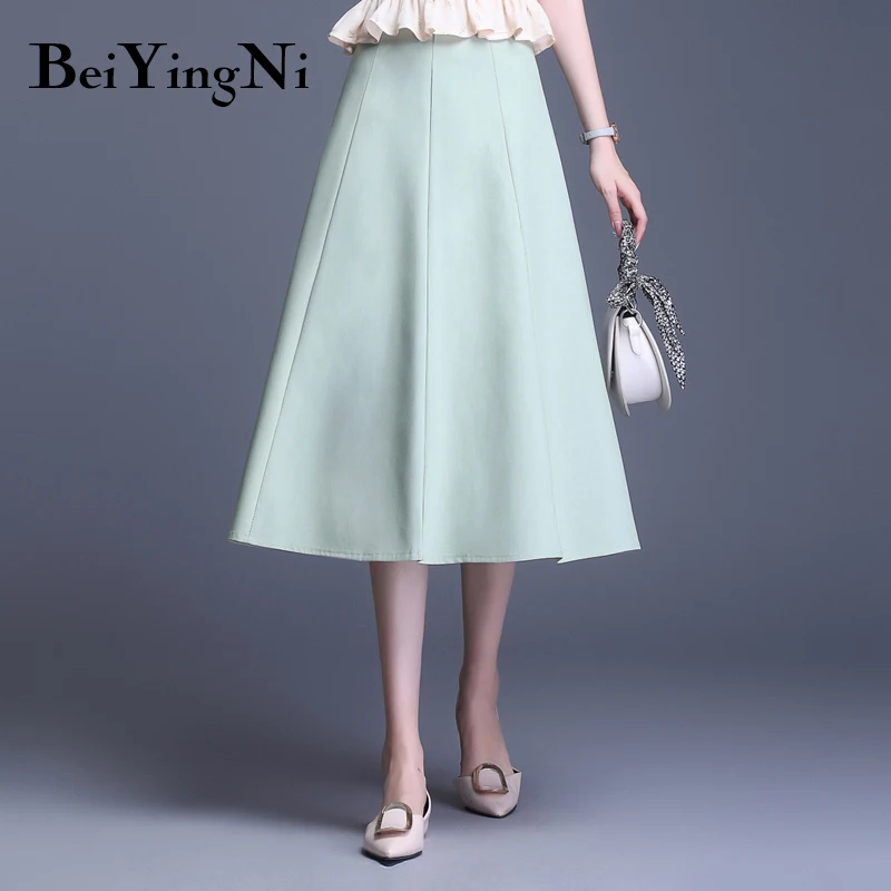 

Beiyingni New Fashion Summer Office Lady Skirt 2019 Simple Work Wear High Waist Saia Women Patchwork Elegant Leisure Kpop Skirts