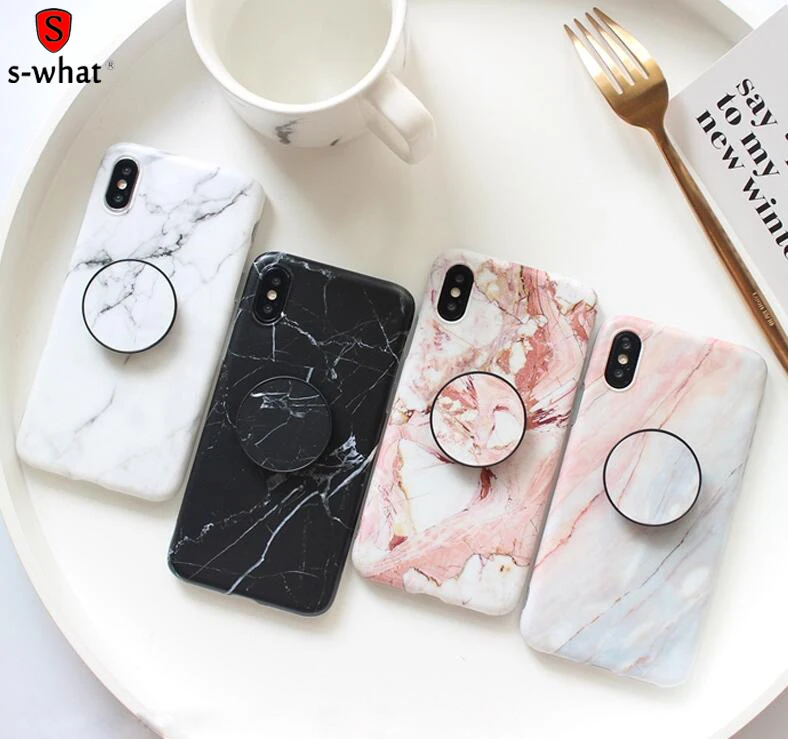 For iphone X case Marble TPU Case for 8 8Plus Scrub 6 6plus 7 7plus Protective shell and Phone Holder |