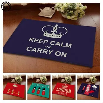 

New Vintage London Style Bicycle England The Guard Booth Carpet Floor Mat Flannel Cartoon Anti-slip Custom Door Mat Living Room
