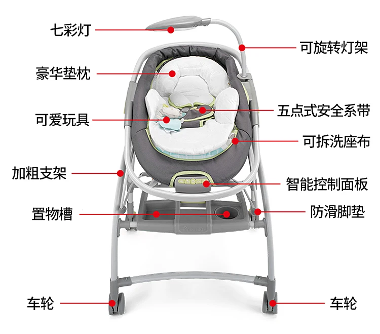 2 в 1 супер многофункциональный ребенка вышибала музыка движется детская кроватка и высокое просмотров коляски детские кресло-качалка кроватки с MP3