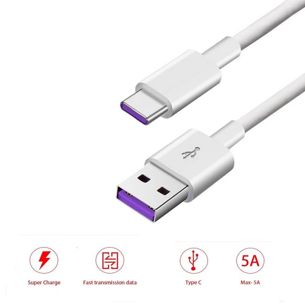 

Wire Type C Cable For Huawei Honor 10 V10 Note 10 USB 2.0 C Data Sync Super Charge Charging 5A Mobile Phone Fast Charger Cable