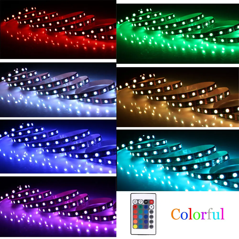 1 м 2 3 4 5 М 5050 SMD RGB 60 светодиодный/M лента лампа DC 5V аккумуляторные светодиодные фары