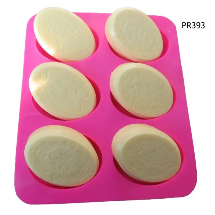 

PRZY PR393 DIY Silicone Soap Mold For Soap Making 6 Forms Oval Soap Mould Handmade Craft Flowers Bathroom Kitchen Soap Mold