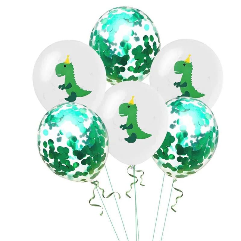 10 шт. 12 дюймов мультфильм серии динозавров латексные шары на день рождения украшения воздушный конфетти баллон детский душ детские принадлежности для вечеринок - Цвет: White Green