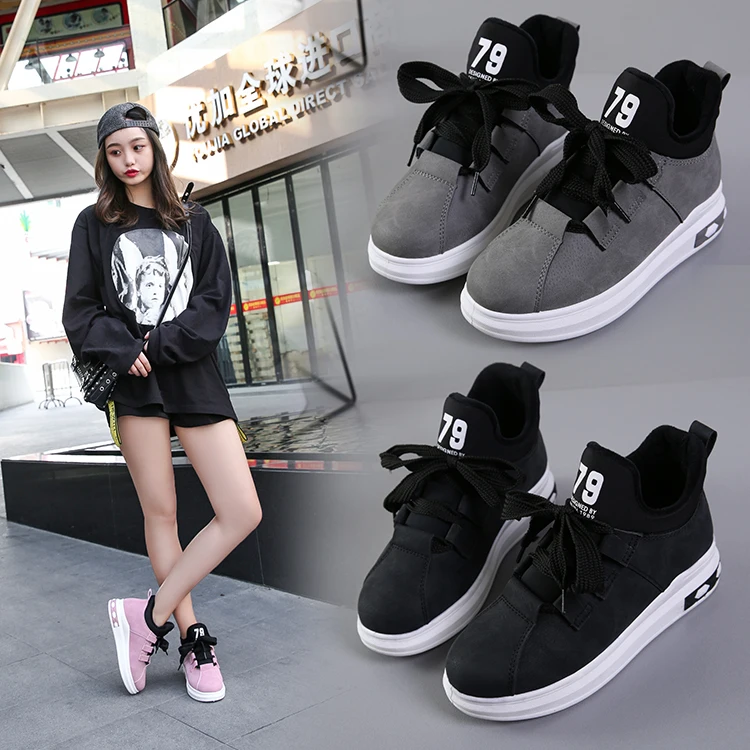 

Autumn Winter New Designer brand Platform Sneakers Women Pig Suede Comfortable Casual Shoes Woman Korean Fashion N26
