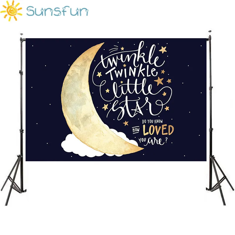 

Sunsfun 5X3FT Navy Blue Newborn Photography Backdrops Moon Twinkle Star Custom Photo Backdrop Studio Background Vinyl