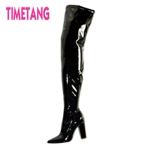 TIMETANG Fashion Women Shoes Free Shiping Cool Pointed Toe Square Heel Over-the-Knee Woman Long Boots Customized Thigh High Boot