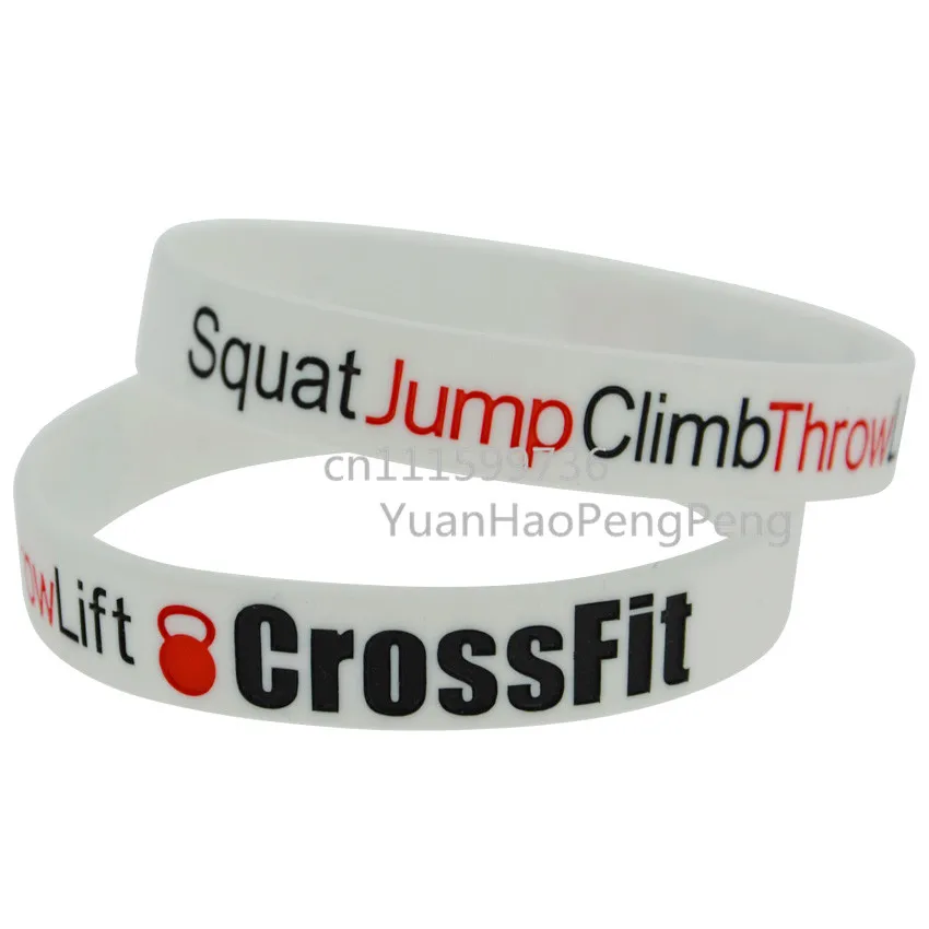 

1piece Squat Jump Climb Throw Lift CrossFit Silicone Colour Inked Filled Wristband