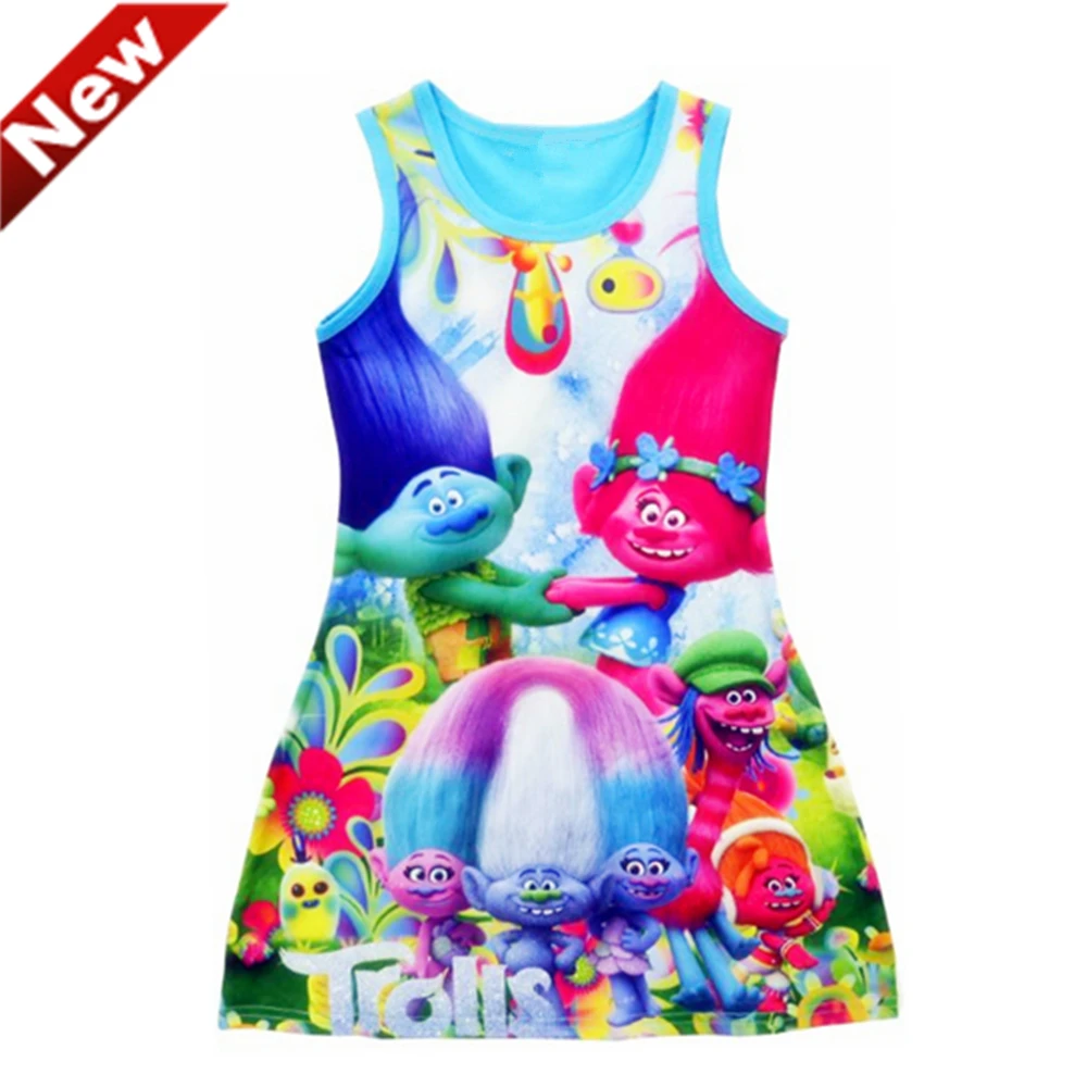 New Robe Fille Dress Trolls Dresses For Girls Troll Vestidos Mujer DA3
