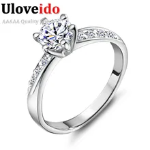 Vintage Silver Jewelry Wedding Rings for Women 2016 Fashion Jewelry Bridal Ring Birthday Gifts Austrian Crystal Zircon Cool J048
