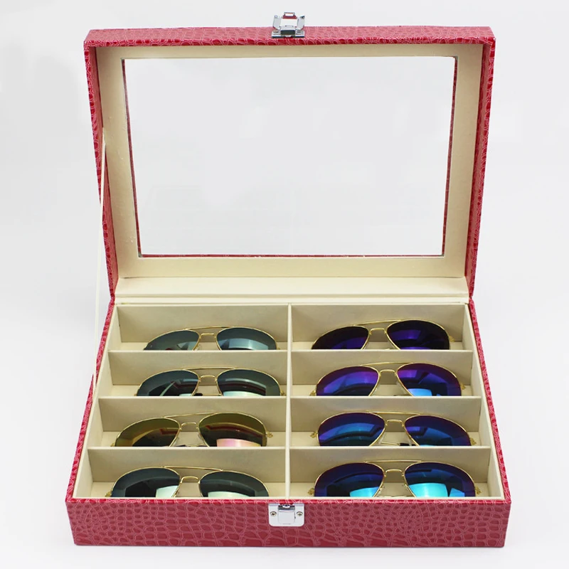New PU Leather Sunglasses Box For Home Glasses Storage Organizer Case