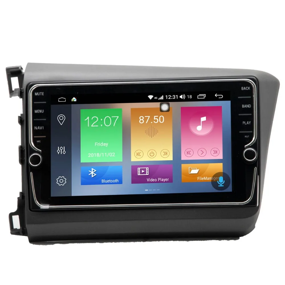 Cheap 9 inch 4G+64G Android 8.1 4G Car Radio Multimedia Video Player Navigation GPS For Honda Civic 2012-2014 no 2 din dvd raido 0