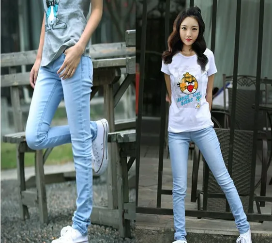 Slim-women-s-summer-teenage-juniors-clothing-light-color-jeans-female