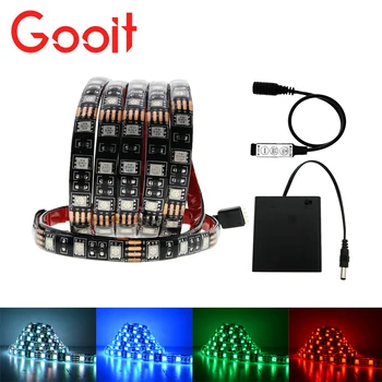 

5050 battery LED Strip lights RGB Black PCB IP20 / IP65 Waterproof Decorative Light lamps with RGB contrllor