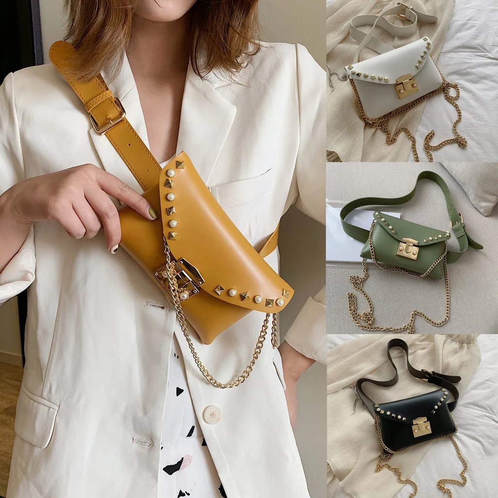 Sacoche femme bolso de cinturheuptas dames Для женщин опорный изолятор на Цвет заклёпки сумка через плечо на молнии Спортивная нагрудная сумка, сумка на поясном ремне SI10