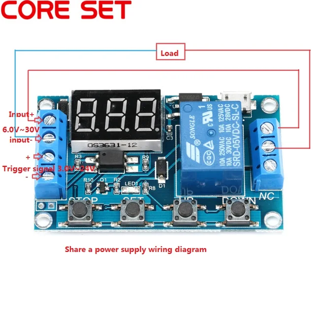 Nouveaux LCD numerique Controle Puissance minuterie Programmable DC 12V 16  a Temps Relais commutateur, SPST : : Bricolage