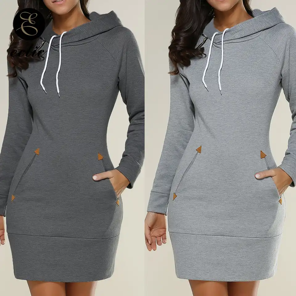 hooded sweater dress with pockets