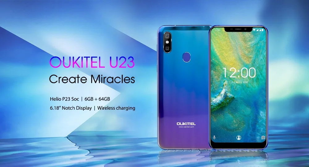 Oukitel U23, 6G, 64G, Восьмиядерный, 6,18 дюймов, FHD+ Дисплей для мобильного телефона, Android 8,1, 16 Мп+ 2 Мп, беспроводной Смартфон с функцией распознавания лица