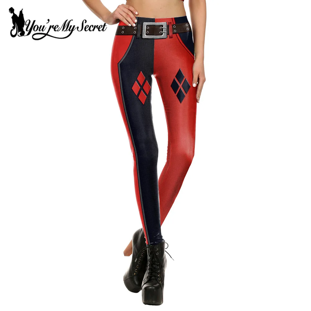 

[You're My Secret] Sexy Harry Quinn Super Hero CosPlay Comic Cartoon Deadpool Classic Print leggins Women Leggings Fitness