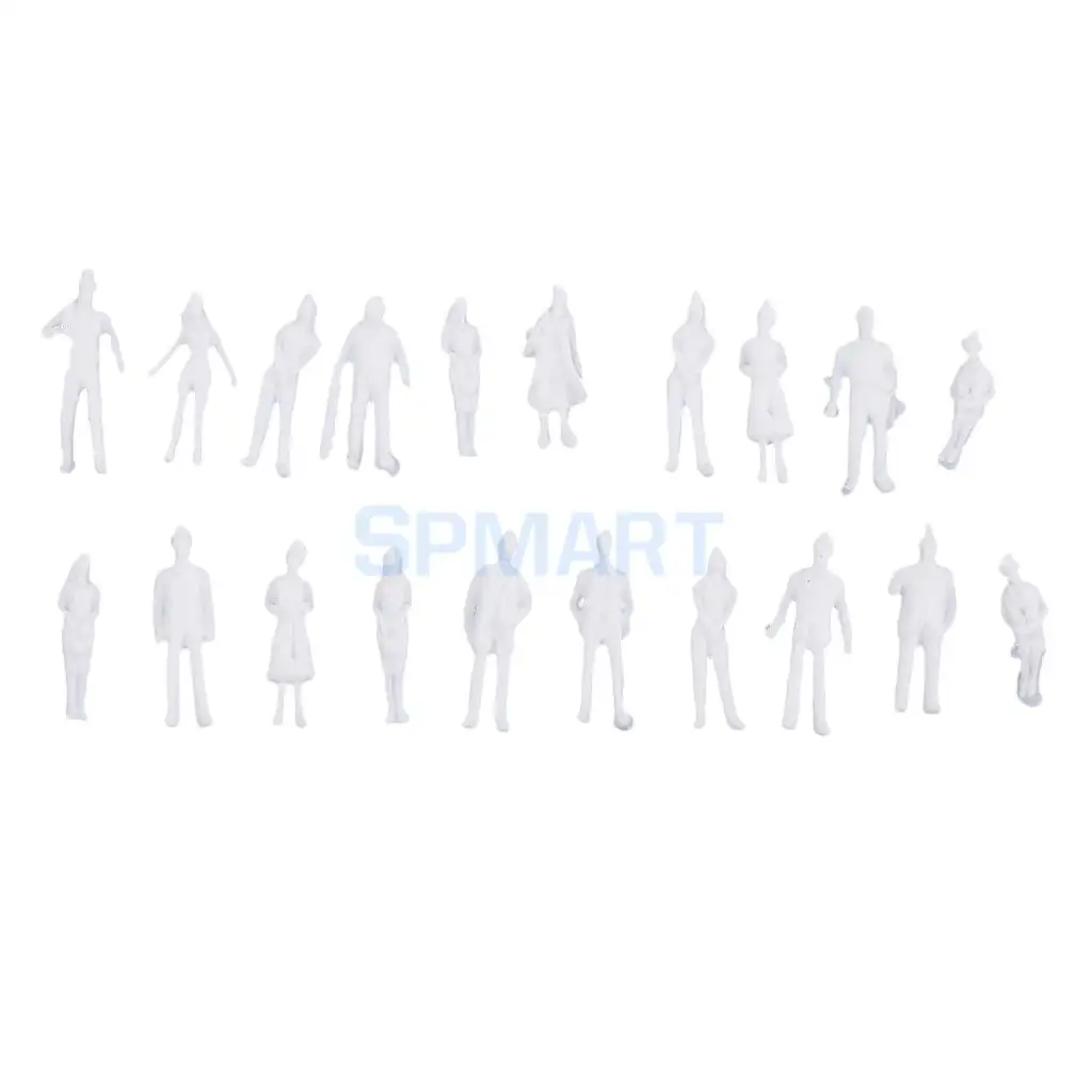 20Pcs/lot 1:100 HO Scale Model Miniature White Figure Architectural Model Human Scale Model Plastic Peoples