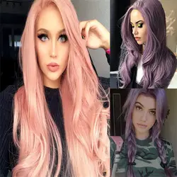 Новый парик женский фиолетовый длинные вьющиеся волосы розовый большая волна Объем Длинные волосы в дифференциации волокна набор париков