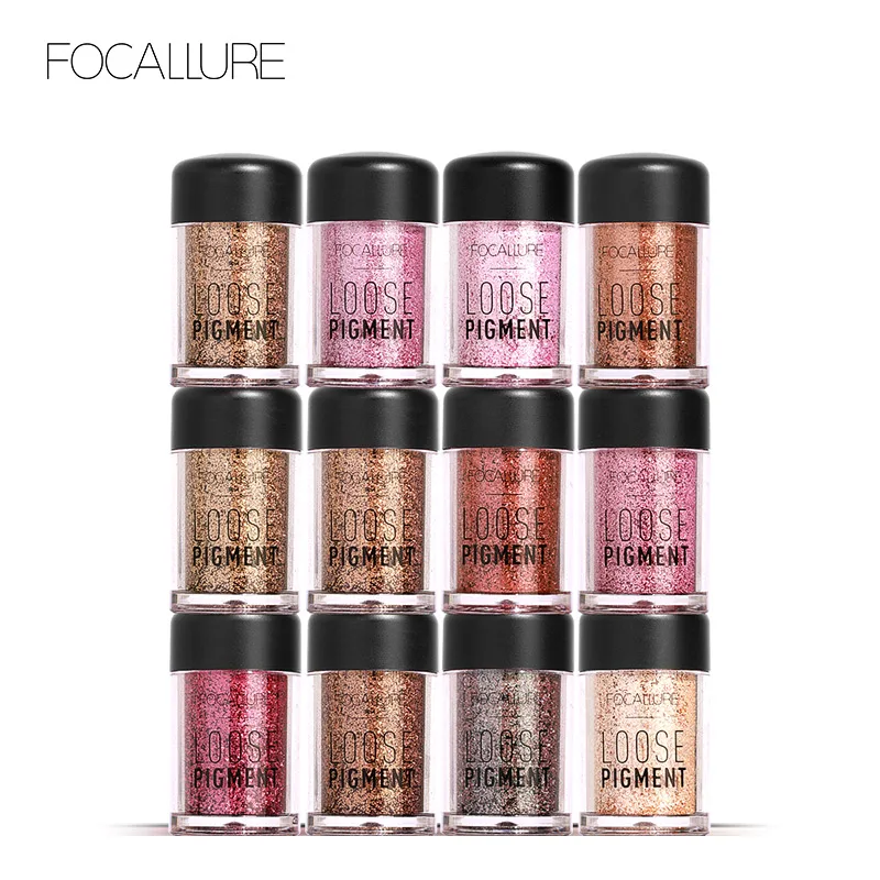 

FOCALLURE 12Pcs/Kit Glitter Eye Shadow Cosmetics Makeup Diamond Lips Loose Eyes Pigment Powder Make Up Eyeshadow Set