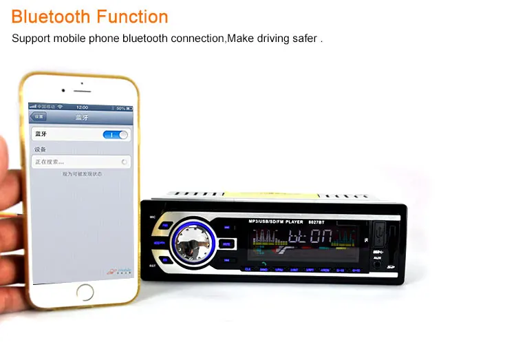 Kebidu 1Din автомобильный радиоприемник FM Bluetooth MP3 плеер Hands-free звонков автомобиля MP3 музыкальный плеер Поддержка 3,5 мм Джек SD карта флэш-накопитель AUX