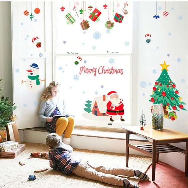 Us 737 Albero Di Natale Del Fumetto Del Vinile Wall Stickers Per Bambini Camere Home Decor Fai Da Te Bambino Carta Da Parati Di Arte Decalcomanie