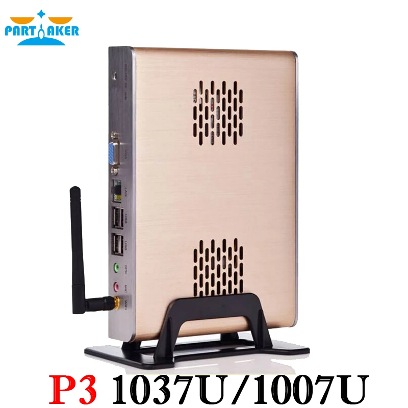 New Industrial Fanless Pc with windows xp 7 8 servers linux Celeron C1037U 1.8GHz COM WiFi optional full alluminum chassis