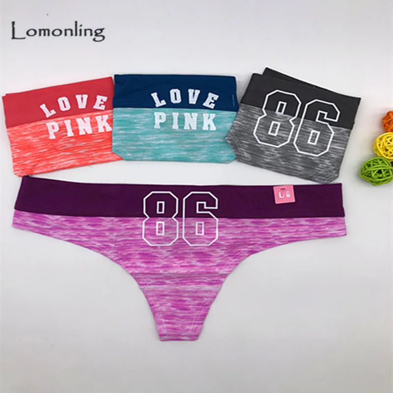 

Lomonling 2019 Time-limited New Arrival Calcinha Panties Vs Lovely Letter Cotton Fabric Low Waist Seamless Lady Triangle Thong