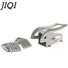 JIQI Edelstahl Französisch Braten Kartoffel Streifen Cutter Kartoffeln Chips Schneiden Maschine Hand Push Frites Chopper Slicer 8mm 10mm Klinge