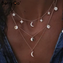 BerryGo классический луна Многоуровневое эффектное ожерелье мода стили Серебристый ювелирные украшения для женщин модная одежда интимные аксессуары