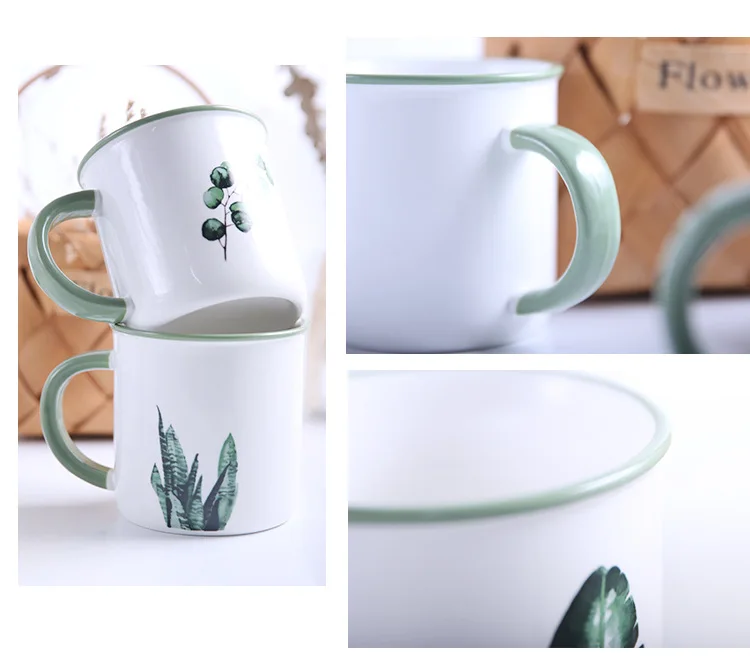 CFen A's керамическая чашка Молоко чай Кружка зеленое растение ручная роспись кружка для воды подарки на день рождения 1 шт