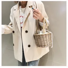 Винтажные женские сумки из ротанга в форме бочонка, женские повседневные однотонные Сумки на шнурке, модные сумки ручной работы для девочек